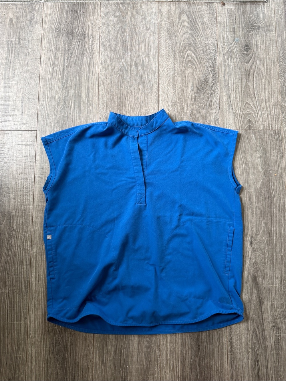 Figs Sleeveless Mock Collar Top in Bright Blue